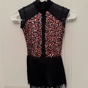 Weissman Black and Red Sequin Kids Dance Costume